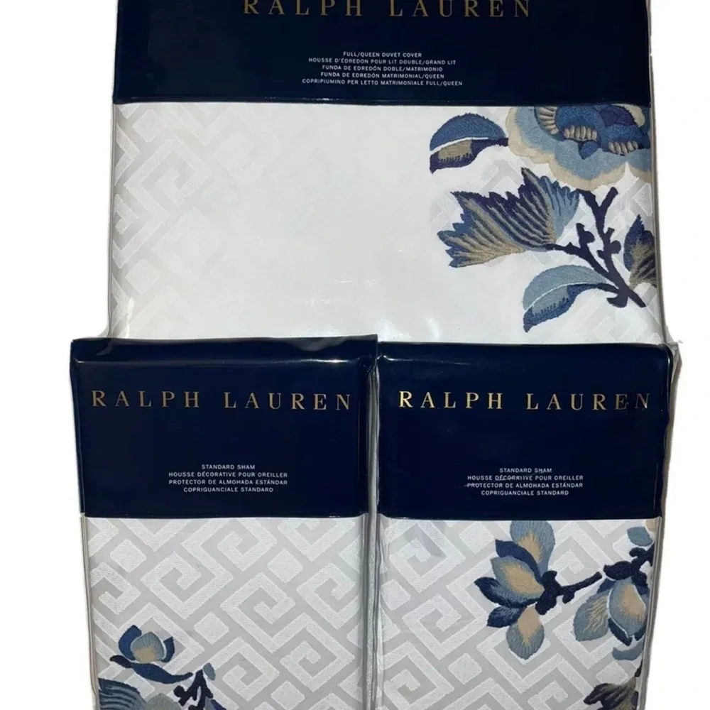 🎉HP🎉New! Ralph Lauren BlancBleu Fallon Floral SateenDuvet Queen+ 2 St Shams $615 - Picture 11 of 16